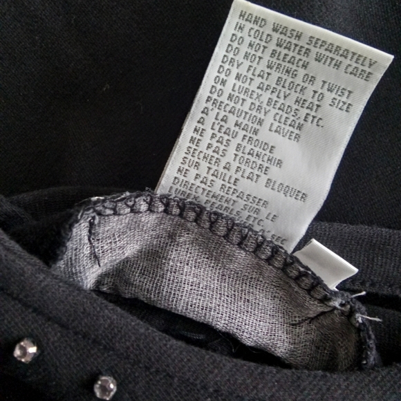 Expression Rhinestone Black Cotton Knit Top M - Picture 4 of 4